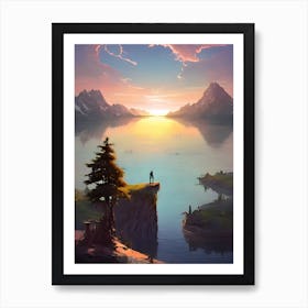 Sunset On The Cliff Art Print