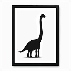 Black Brontosaurus Dinosaur Silhouette 1 Art Print