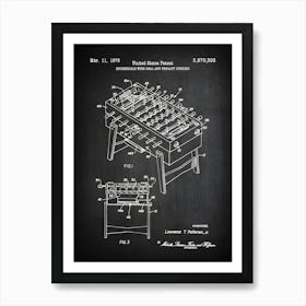 Soccer Game Table Patent Decor Foosball Table Soccer Wall Art Soccer Wall Decor Foosball Poster Game Room Soccer Game Eg3031 Art Print