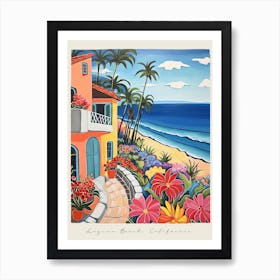 Poster Of Laguna Beach, California, Matisse And Rousseau Style 2 Art Print