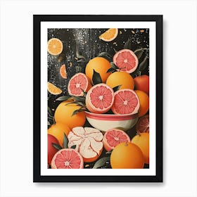 Art Deco Citrus Fruit Explosion Art Print