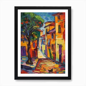 Painting Of Istanbul With A Cat In The Style Of Fauvism 1 Art Print