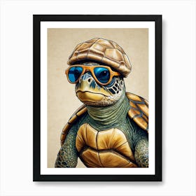 Turtle With Sunglasses 1 Art Print