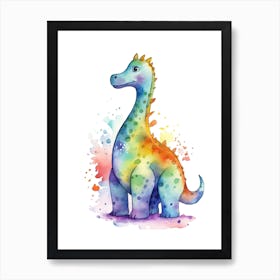 Diplodocus Cute Dinosaur Watercolour 1 Art Print