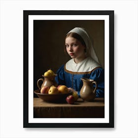 Girl With Apples Art Print