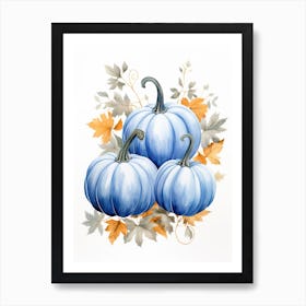 Australian Blue Pumpkin Watercolour Illustration 4 Art Print