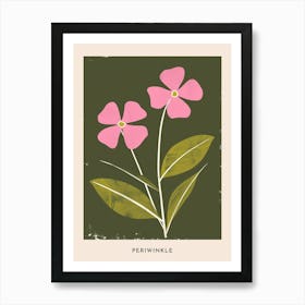 Pink & Green Periwinkle 1 Flower Poster Art Print