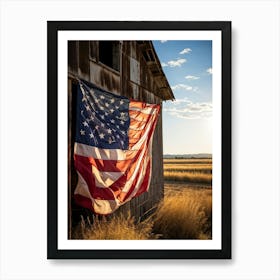 American Flag Evoking Sentiments Of Patriotism And Liberty Displayed Majestically Against A Weather (1) Art Print