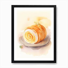 Pumpkin Roll Dessert Gouache Flower Art Print