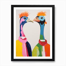 Colourful Kids Animal Art Ostrich 1 Art Print