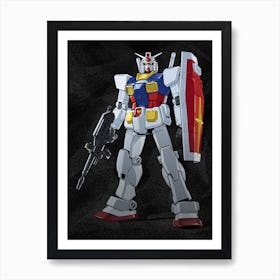 Gundam Anime Black Art Print