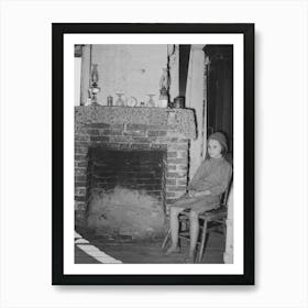 Daughter Of Cajun Day Laborers Sitting In Front Of Fireplace In Home Near New Iberia, Louisiana By Russell Lee Art Print