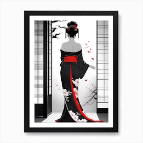 Traditional Japanese Art Style Geisha Girl 24 Art Print