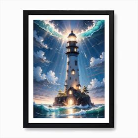 A Lighthouse In The Middle Of The Ocean 48 Art Print