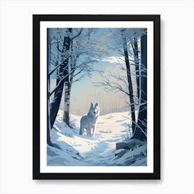 Winter Gray Wolf 2 Illustration Affiche