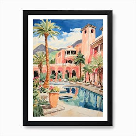 The Chateau At Lake La Quinta   La Quinta, California   Resort Storybook Illustration 4 Art Print