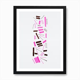 Marks Geometric Abstract Lines Pink Brown Art Print