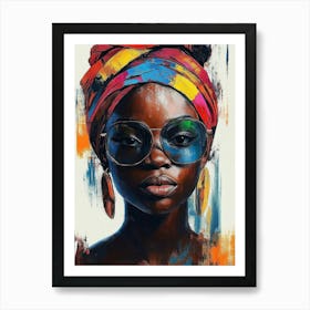 Colourful African Woman With Sunglasses Art Print