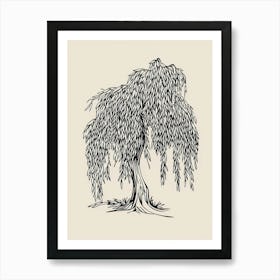 Willow Tree Minimalistic Drawing 1 Art Print