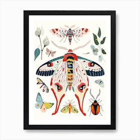 Colourful Insect Illustration Moth 10 Art Print