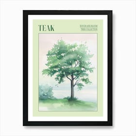 Teak Tree Atmospheric Watercolour Painting 2 Poster Art Print