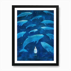 Whales In The Sky 1 Art Print