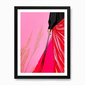 Woman In A Red Skirt Art Print