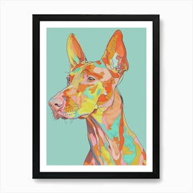 Rainbow Doberman Dog Line Illustration Art Print