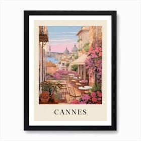 Cannes France 3 Vintage Pink Travel Illustration Poster Art Print