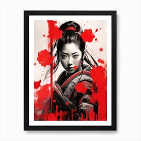 Samurai Girl Japan Art Art Print