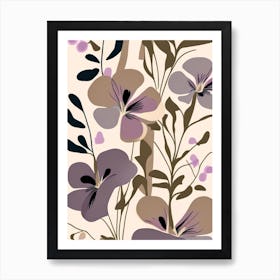 Wild Petunia Wildflower Modern Muted Colours 1 Art Print