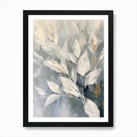 White And Gold Leaves Art Print