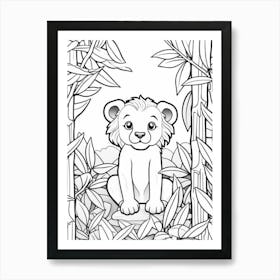 Line Art Jungle Animal Lion 1 Art Print