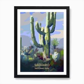 Saguaro National Park Travel Poster Matisse Style 1 Art Print