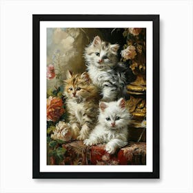 Rococo Inspired Painting Of Kittens 1 Art Print