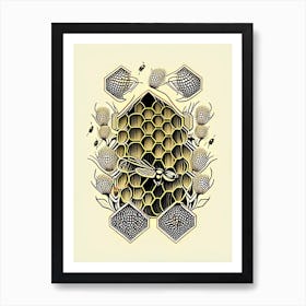 Beehive With Swarming Bees Vintage Art Print