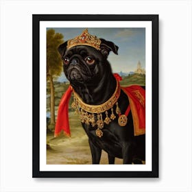 Pug Renaissance Portrait Oil Painting Art Print