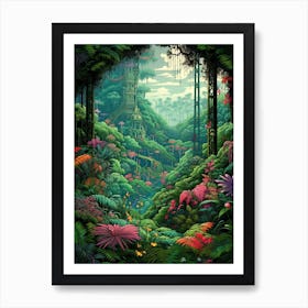 Monteverde Cloud Forest Pixel Art 1 Art Print