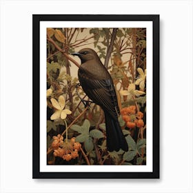 Dark And Moody Botanical Cowbird 3 Art Print