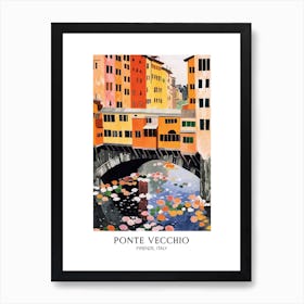 Ponte Vecchio, Florence Italy Colourful 2 Travel Poster Art Print