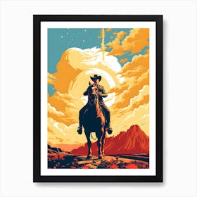 Horseback Cattle Rancher Cowboy Art Print