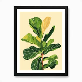 Fiddle Leaf Fig Plant Minimalist Illustration 7 Art Print