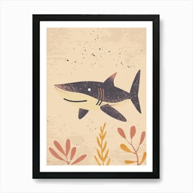 Cute Muted Pastels Shark & Coral 3 Art Print