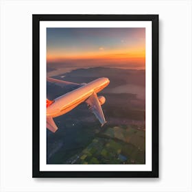 Airplane Flying In The Sky - Reimagined Art Print