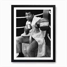 Muhammad Ali Posing Wearing Daily Star Boxing Gloves 1981 Art Print