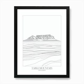 Table Mountain South Africa Line Drawing 5 Poster Art Print
