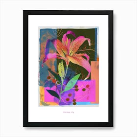 Gloriosa Lily 3 Neon Flower Collage Poster Art Print