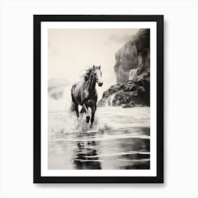 A Horse Oil Painting In Pfeiffer Beach California, Usa, Portrait 1 Art Print