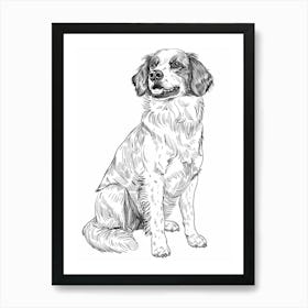 Black & White Dog Line Drawing 1 Art Print