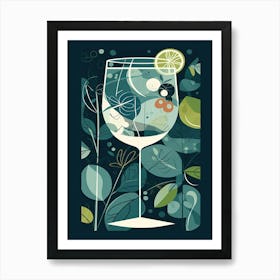 Gin And Tonic G&T Cocktail Mid Century Modern 1 Art Print